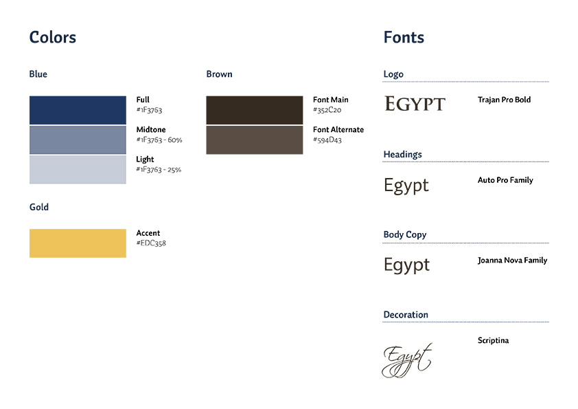 Styleguide with fonts and colours